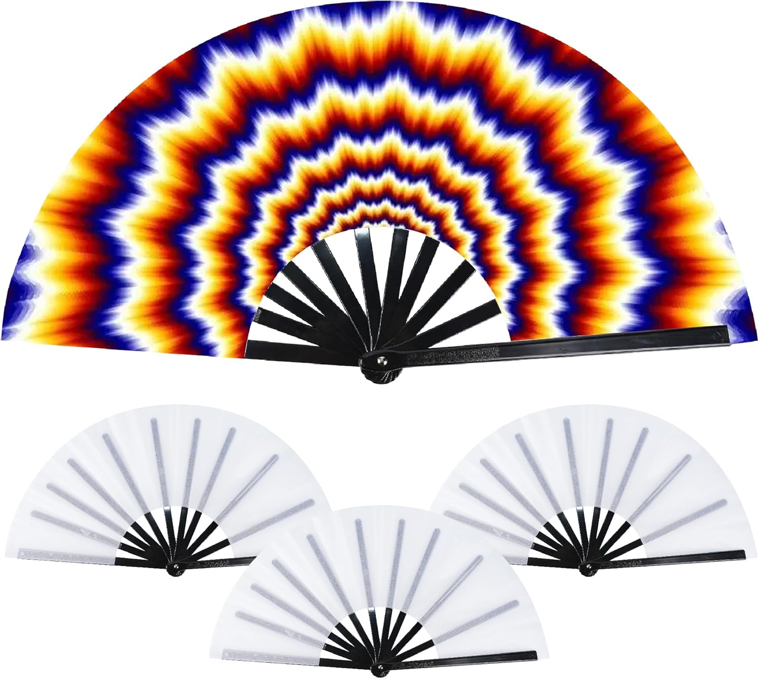 Joyclub Bundle of 4 Pack 16oz Sublimation Beer Can Cooler Blanks 4 in 1 Stainless Steel Cups and 4 Pack Sublimation Fans Folding Fans Blank Bulk Clack