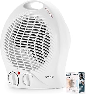 Rainberg 2KW Fan Heater with 2 Heat Settings & Cool Function, Electric Heater, Room Heater with Variable Thermostat, Heaters For Home, Low energy.