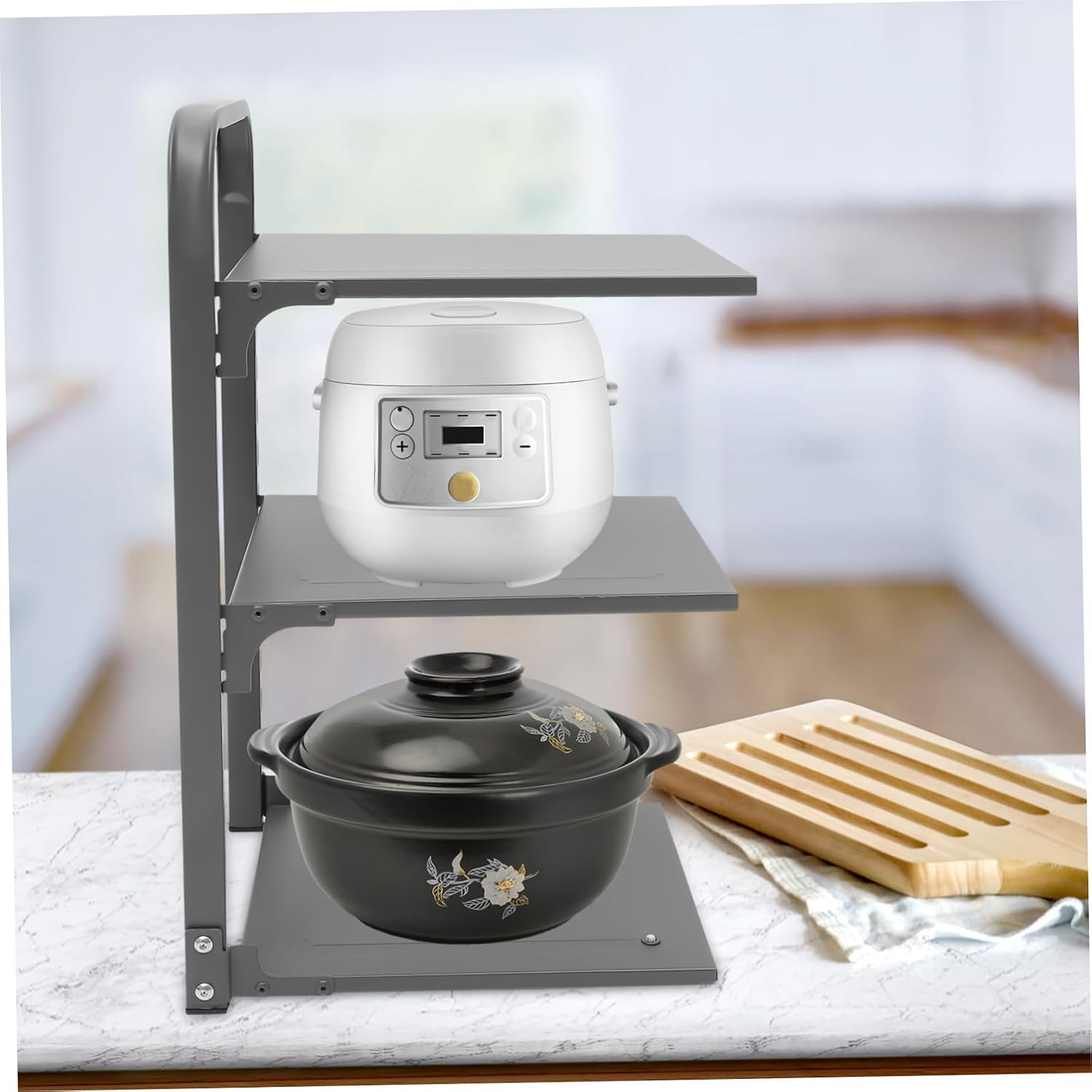 Foldable Multi Pot Organizer Rack for Kitchen Cabinets Space-saving Carbon Steel Storage for Pots and Pans Easy Installation and Versatile Use