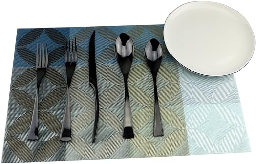 Miniatura 2 de Uniturcky Juego de cubiertos de acero inoxidable 1810, cubiertos de cocina, juego de utensilios de cocina, cuchillo para carne, negro pulido espejo,