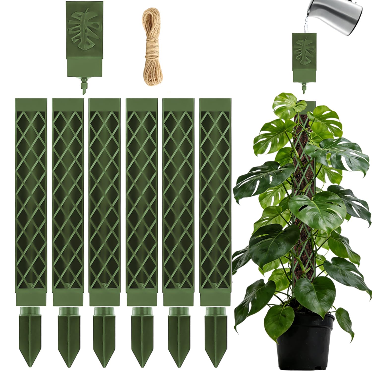 Tuteur Monstera auto-arrosage en lot de 6 batons de mousse pour plantes grimpantes d'interieur