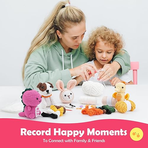 Miniatura 5 de Maxuni Kit de ganchillo para principiantes, kits de ganchillo para niños y adultos incluyen hilo, videos tutoriales, ojos y ganchillo, regalo para