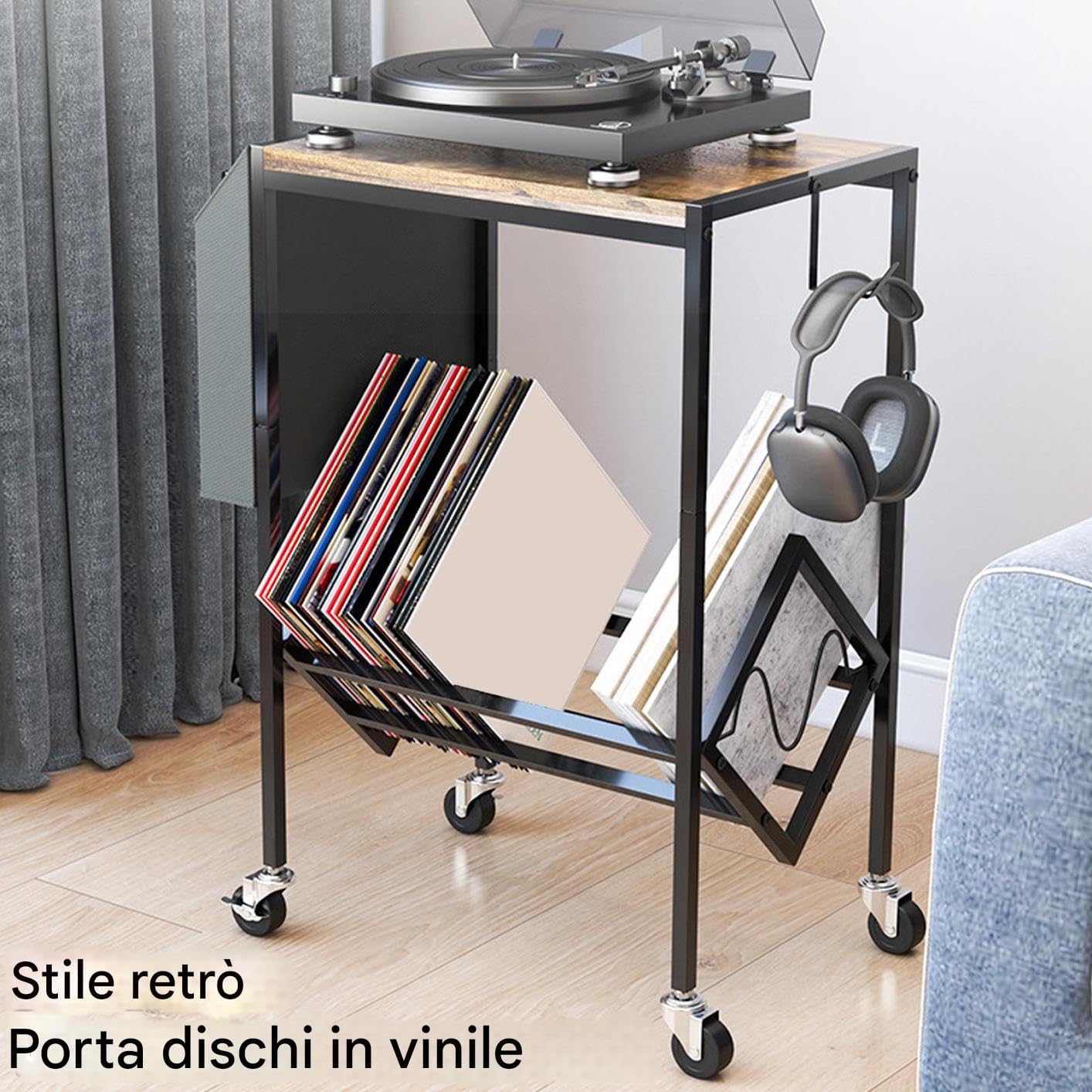Portadischi Supporto per Vinili da Collezione Tavolo Organizzatore A Doppio | Organizzatore per Raccolta Vinili Per Angolo Camera Ufficio Appartamento Soggiorno Bagno S