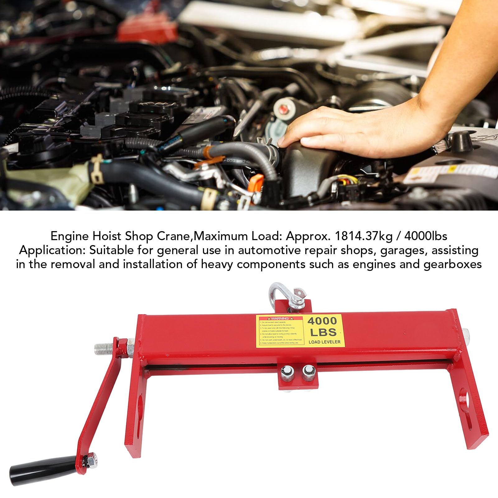 Azule del Motor, Accesorio de la Grúa de Tiendas, Nivelador de Carga de Motor de Hierro Ajustable de 4000 Lbs Rojo para la Caja de Cambios