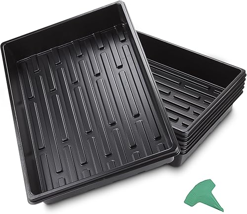 Miniatura 7 de GROWNEER 6 paquetes de bandejas de cultivo de plástico de 15 x 11 x 2.6 pulgadas con 15 etiquetas para plantas, bandeja de semillas para plantas de