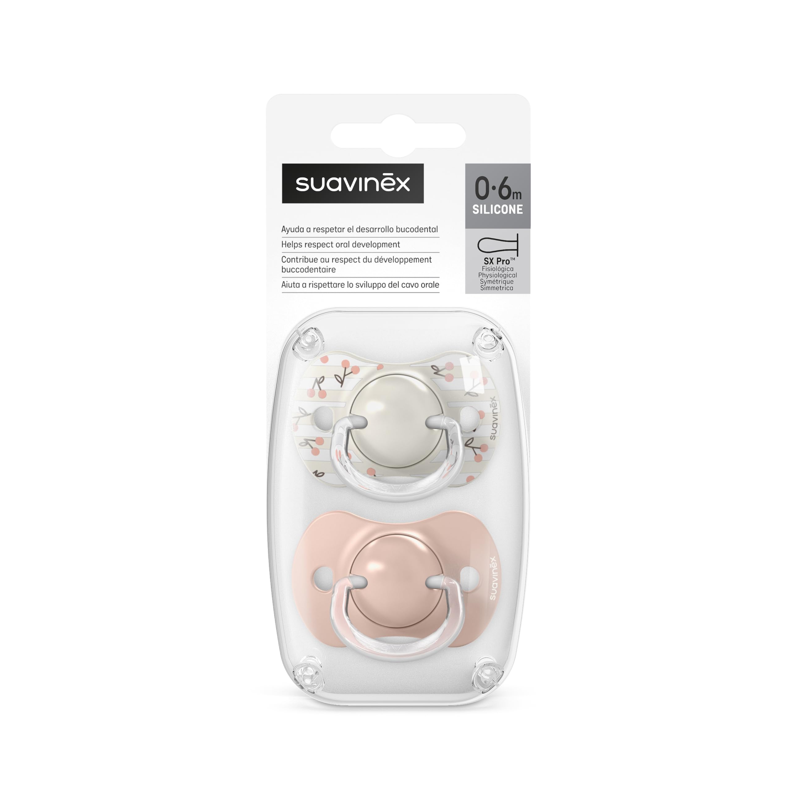 Suavinex, Pack de 2 Chupetes para Bebés 0/6 Meses y Recién Nacidos, con Tetina Fisiológica de Silicona SX Pro Simétrica, Plana y Flexible, Respeta el Desarrollo Bucodental, Birdies Rosa — view 5