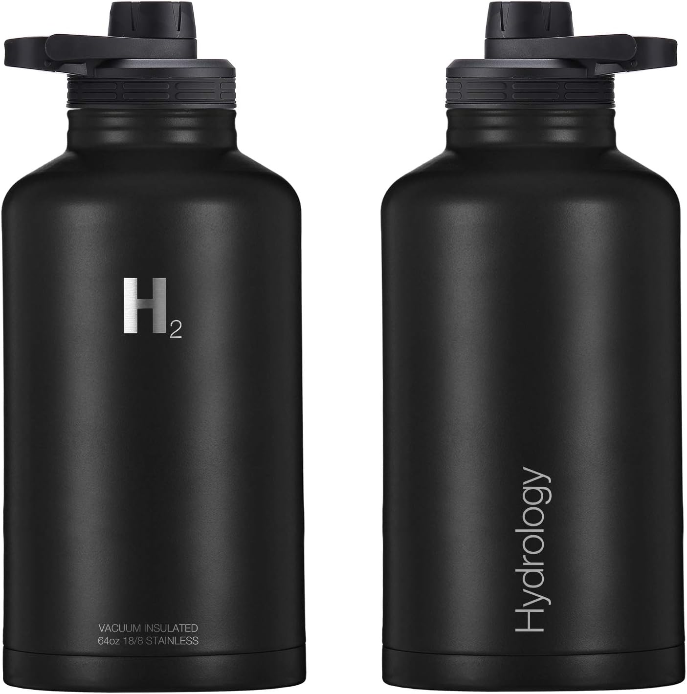 H2 Hydrology Adventure Water Bottle with 3 LIDS | Double Wall Vacuum Insulated Stainless Steel Wide Mouth | Sports Hot & Cold Leak Proof Sweat Free Thermos : Home & Kitchen