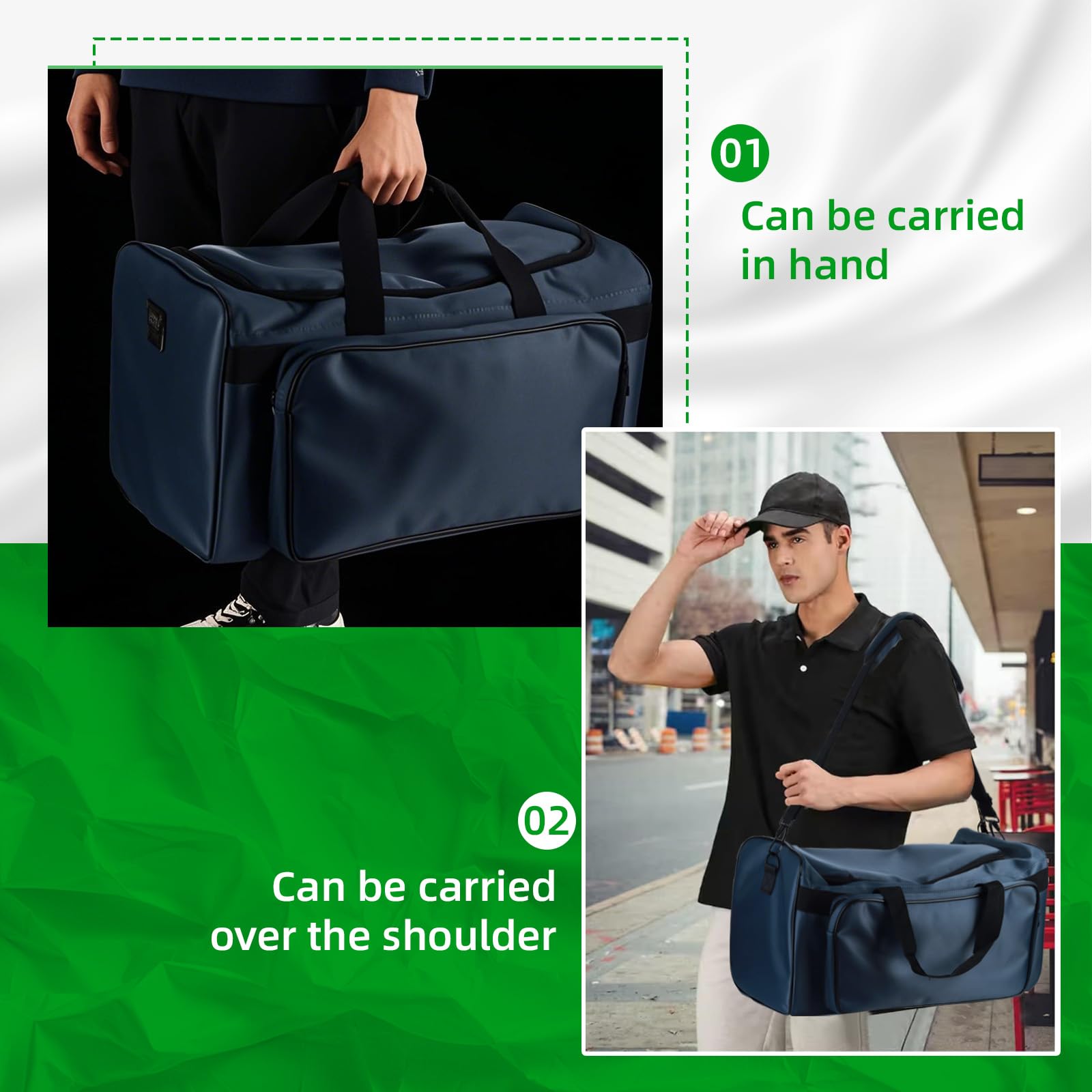 Borsa da viaggio per sneaker da viaggio, con 3 divisori regolabili per 4 paia di scarpe, borsa sportiva da 30 l, borsa da palestra con tracolla staccabile (grigio), Cachi, Tracolla