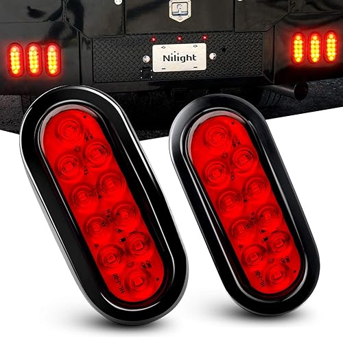 Nilight - TL-01 6" Oval Red LED Tail 2PCS w/Surface