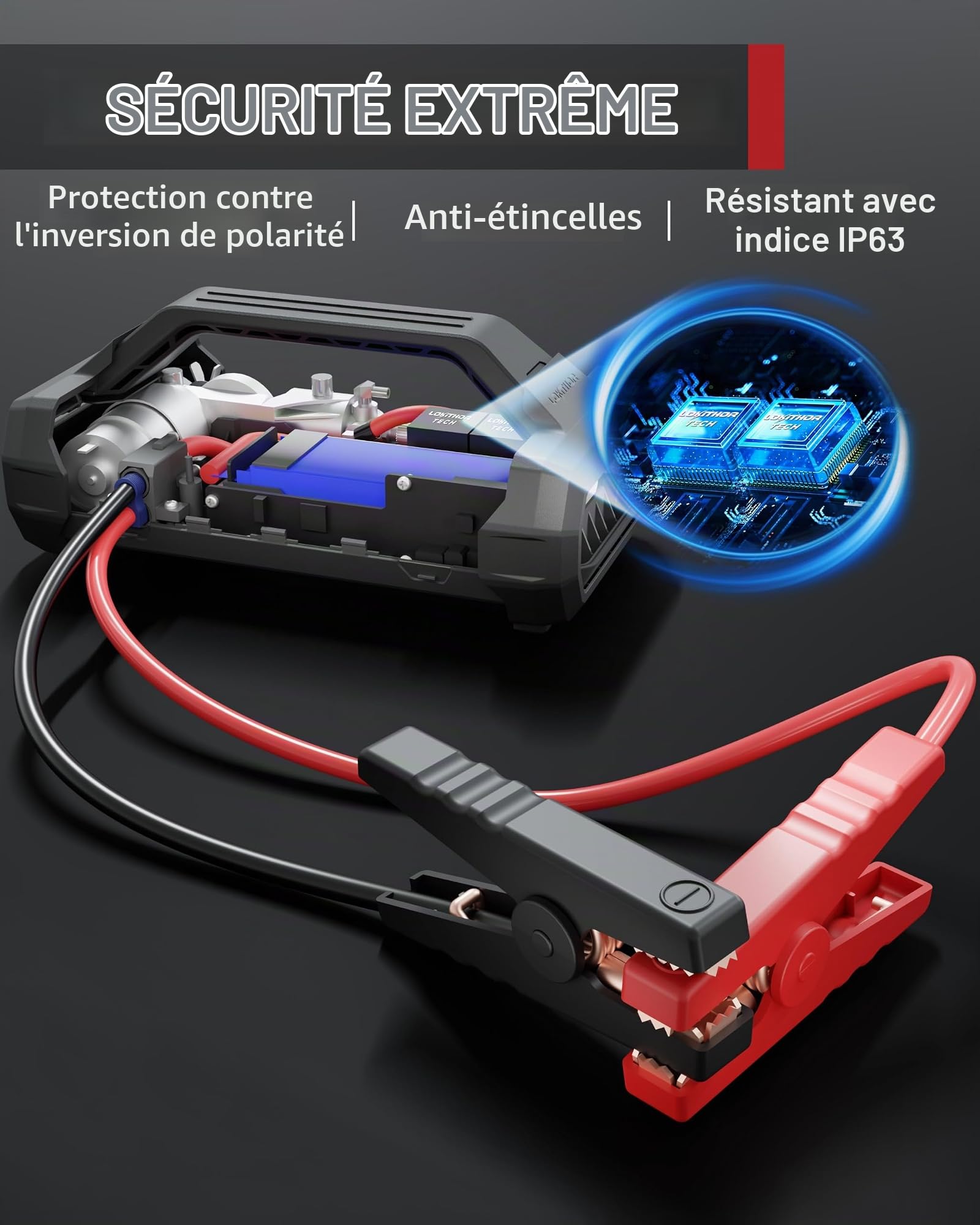 LOKITHOR JA300 Booster Voiture 1500A avec Compresseur 150 PSI 12V