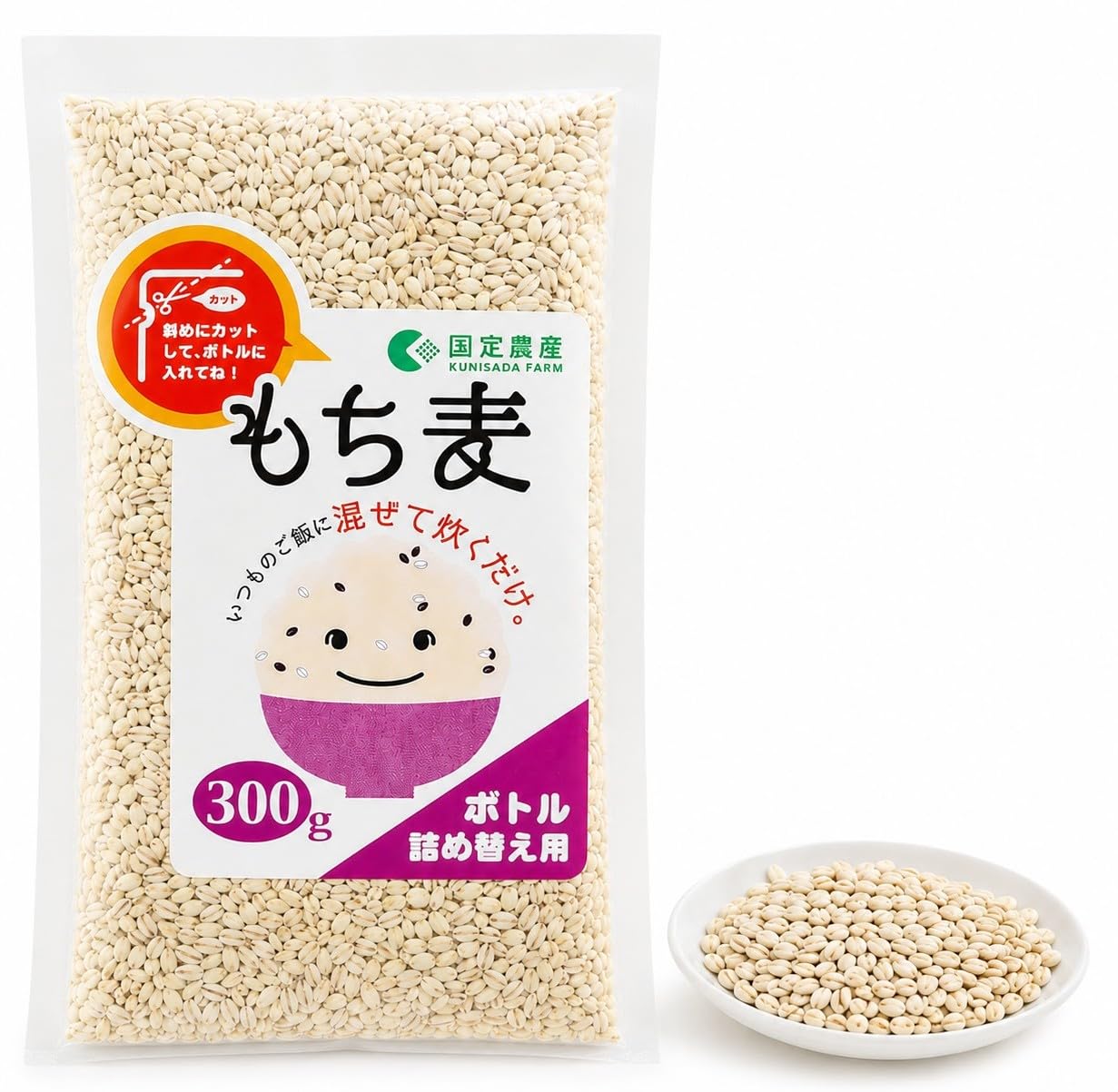 Amazon | 国定農産 もち麦 岡山県 国産 100% キラリモチ 300g お試し
