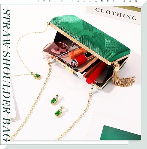 Vista 4 de Jadive Juego de 3 monederos de mano para mujer, bolso de noche, para boda, vintage, banquete, aretes, collar