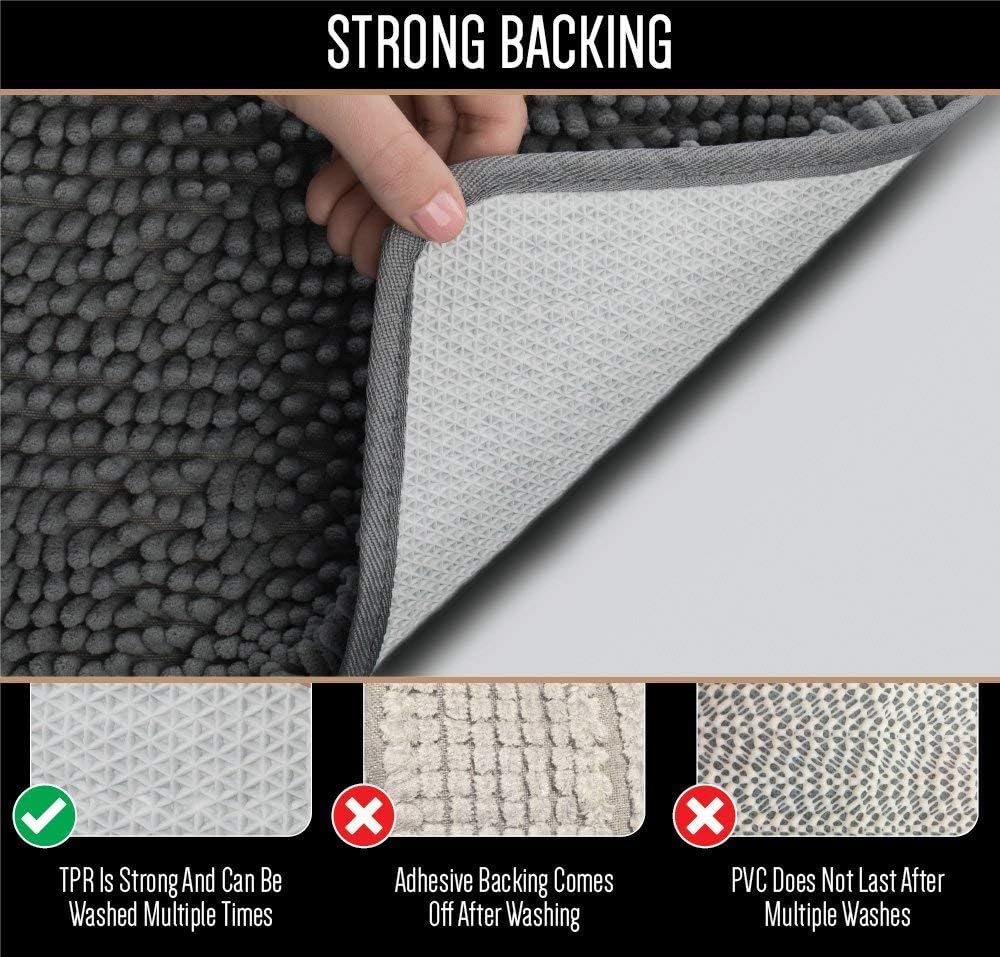GORILLA GRIP Bath Rug and Square U-Shape Contoured Mat for Toilet, Both Beige, Bath Rug is Size 44x26, Contoured Mat is Size 22.5x19.5, 2 Item Bundle image 5