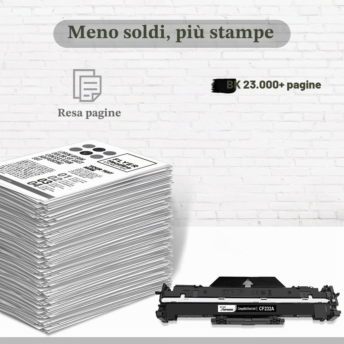 TOPRINT Unità Tamburo Compatibile, Cartuccia Tamburo, Tamburo Fotosensibile 32A CF232A Nero 23000 Pagine HP Laserjet pro M118dw M203d M203dn M203dw, MFP M227fdn M227fdw M148fdw M148dw M148fdw
