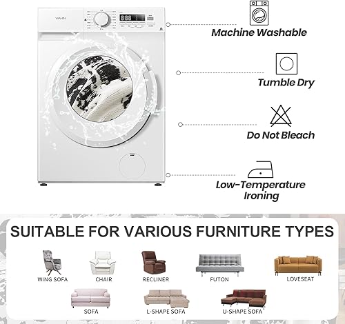 Miniatura 157 de HANDONTIME fundas de sofá beige para sofá, fundas boho de jacquard y corduroy para perros, funda de sofá de felpilla para perros, protector suave