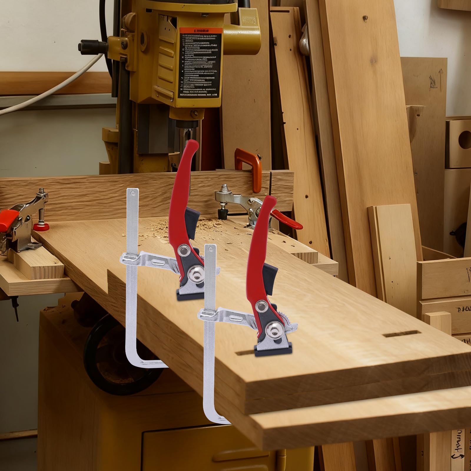 2 morsetti per binario, morsetto da tavolo, morsetto a cricchetto, diametro 160 mm, forza di serraggio 220 kg, morsetto per la lavorazione del legno