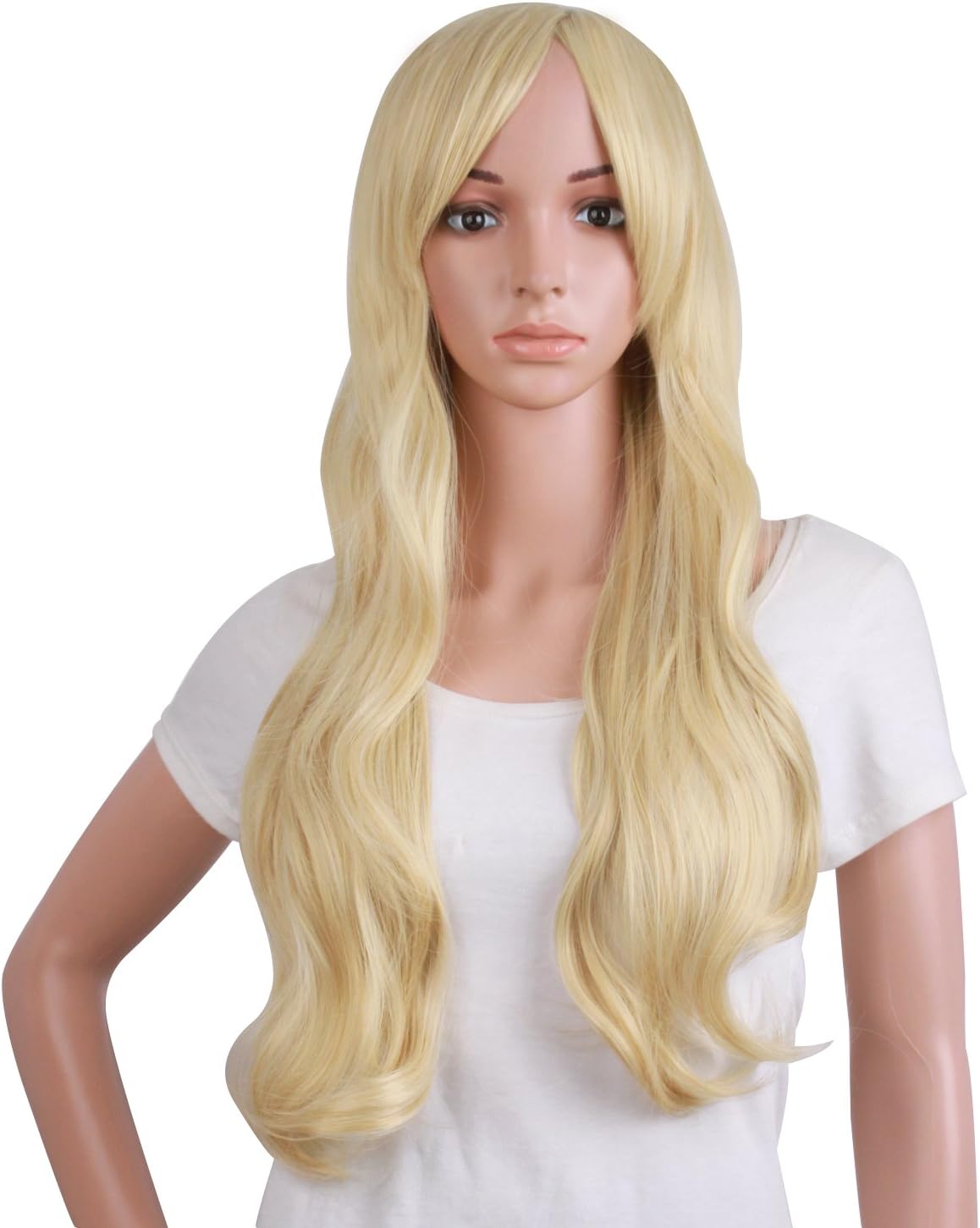 70 cm/ 28 Inch Long Curly Natural Fashion Beautiful Wig (Blonde)