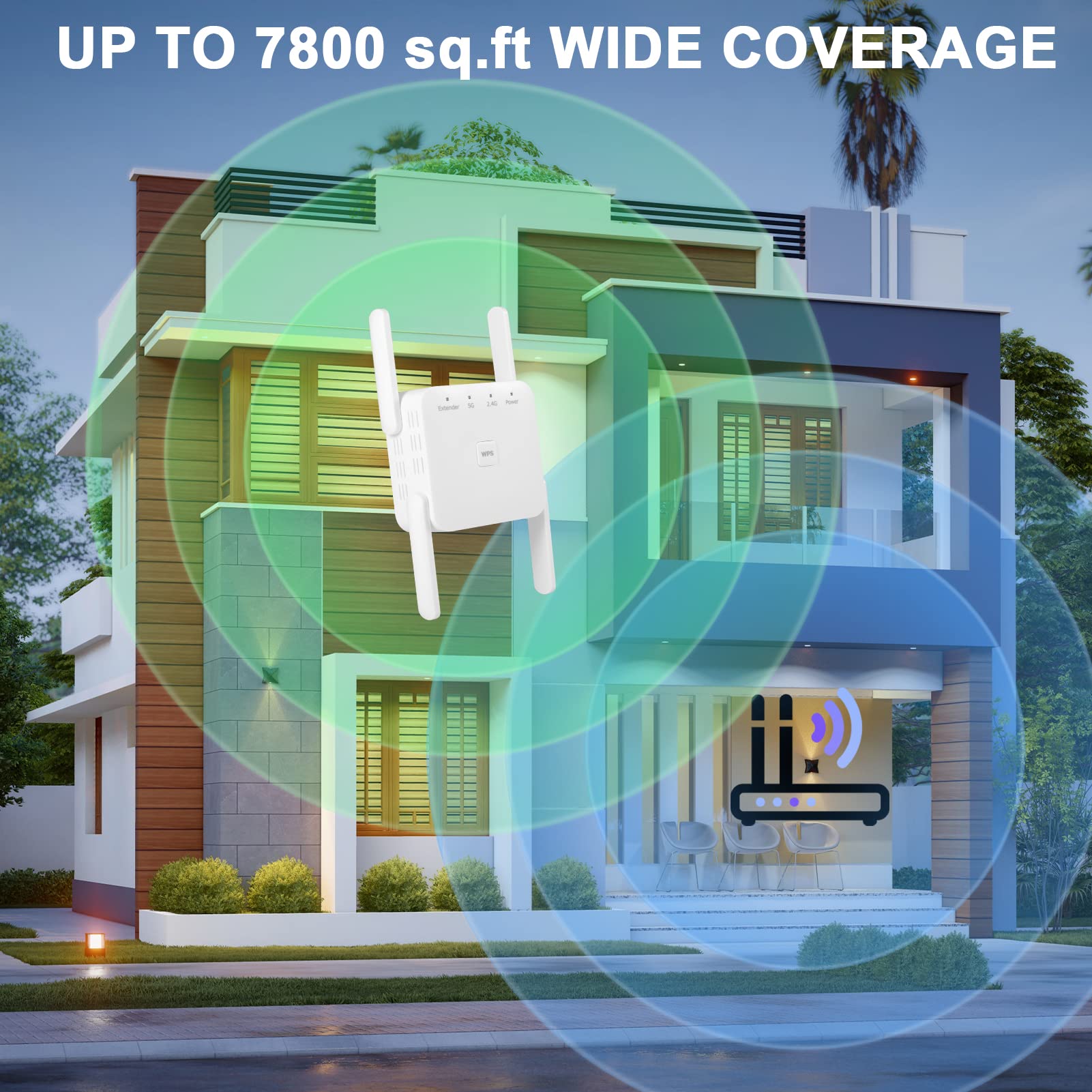 2026 Neuestes WLAN Repeater 1200Mbit/s Dualband mit 4 externen Antennen,WiFi Verstärker Repeater/Router/Access-Point-Modus, Einfache Einrichtung,LAN/WAN-Port,Kompatibel mit Allen Geräten - 4
