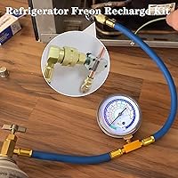 Vista 2 de Manguera de recarga de freón para refrigerador con kit de medidor-A/C R134a R12 R22, válvula de retrofit universal, con válvula BPV31 Bullet
