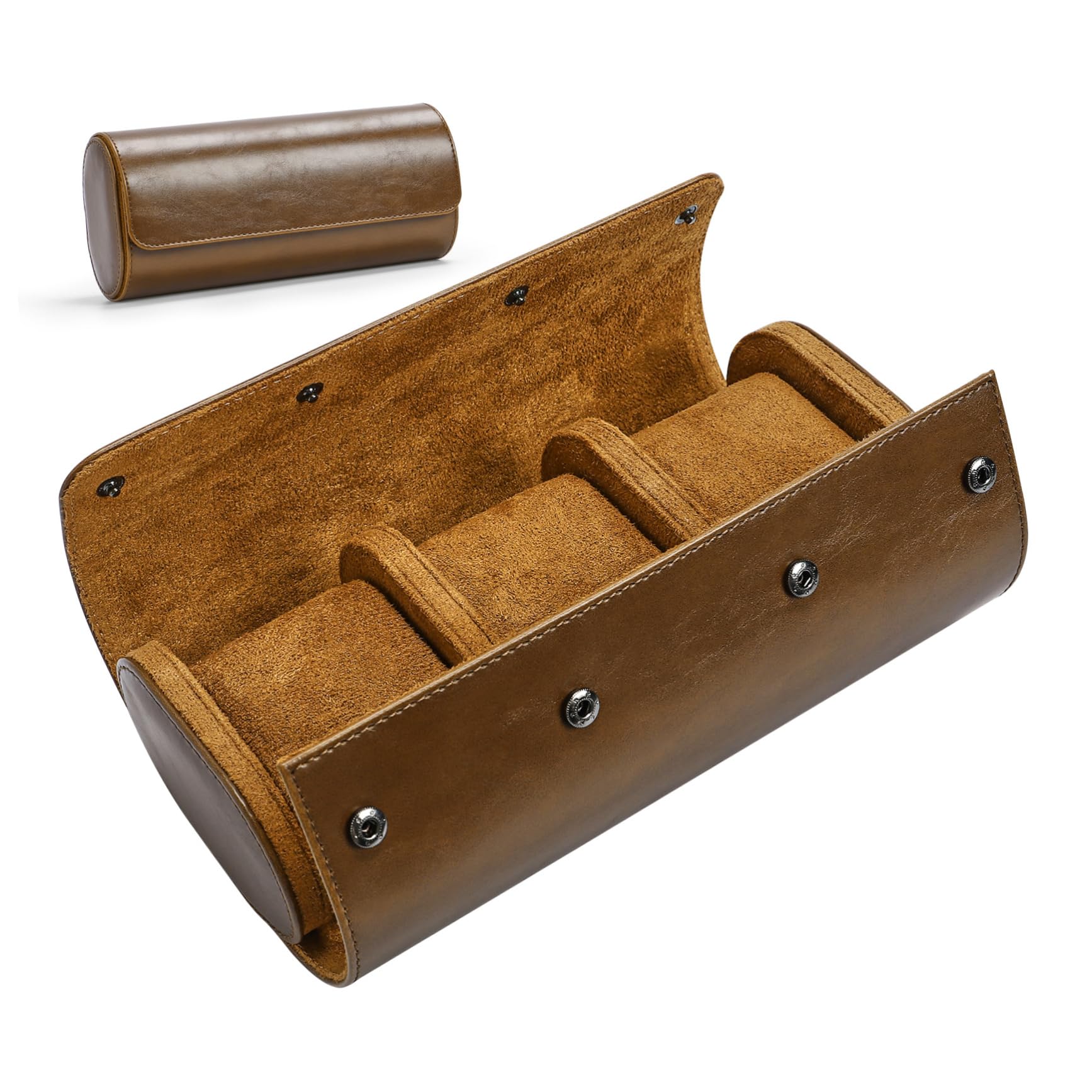 TOVINANNA 1Pc Slots Portable Round Watch Organizer Case Elastic PU Watch Holder for Home Travel Durable and Elegant Design