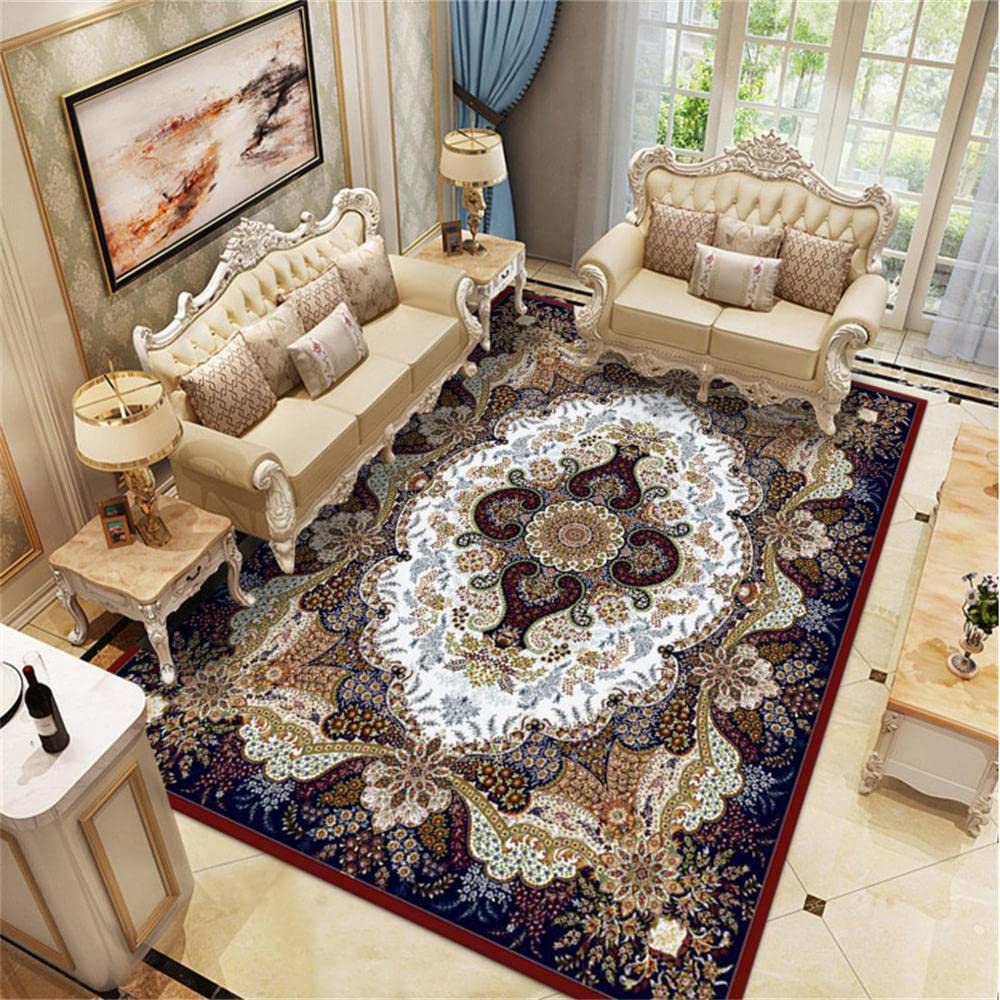 Tapis de salon imprimé Persan rectangulaire lavable et facile à nettoyer