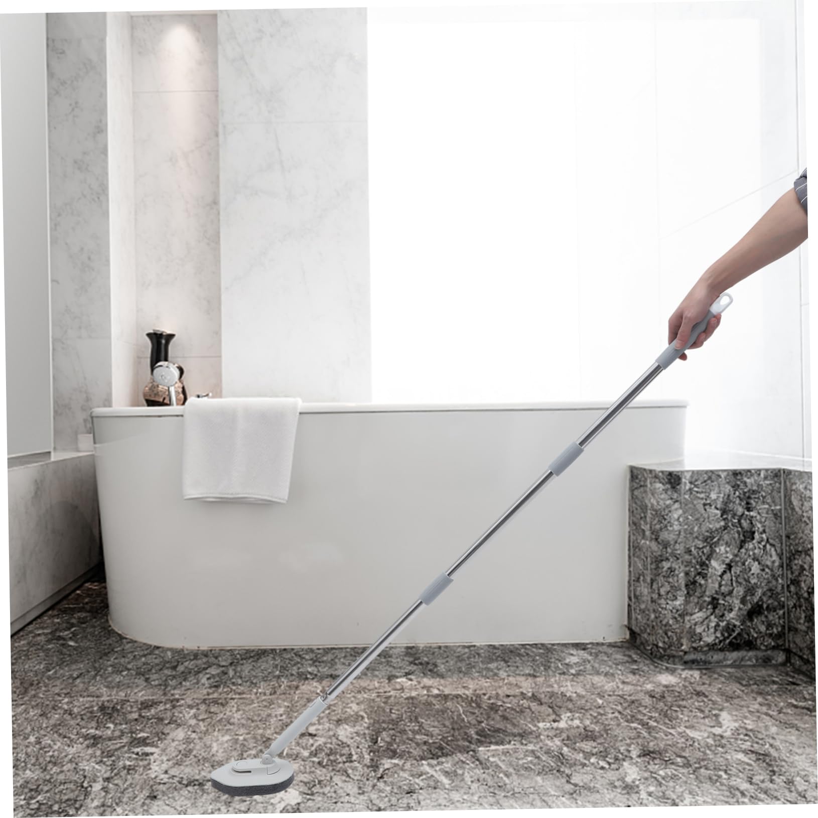 Cepillo para Fregar el Suelo del Baño, 1 Juego, Blanco | Pp, Pet y Acero Inoxidable, Apto para Azulejos de Baño y Ducha, Uso en Baños y Cocinas