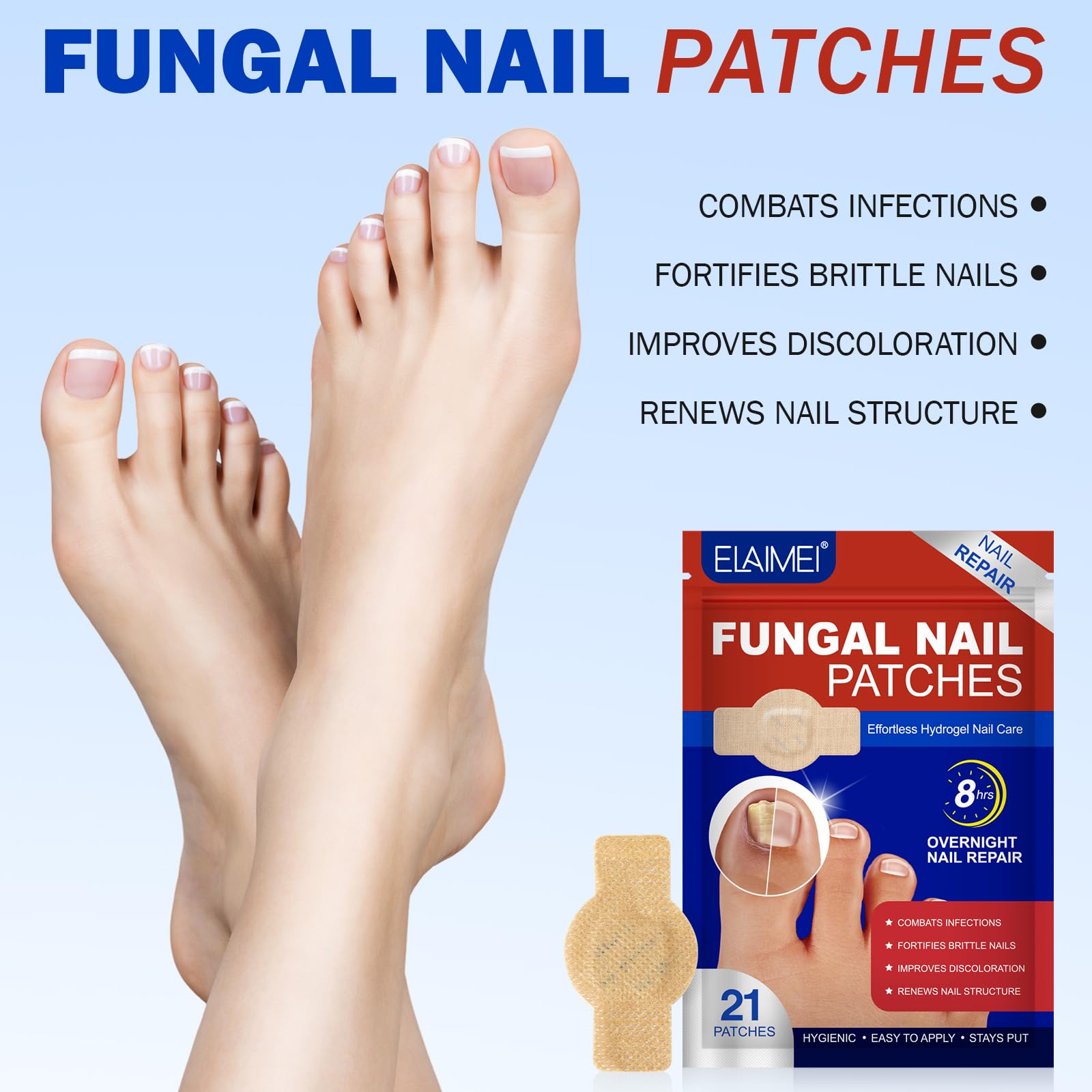 21Pcs Fungal Nail Patches, Fungal Nail Patches for Toenails Multi-Purpose Toenail Repair Treatment Pads - Image 4