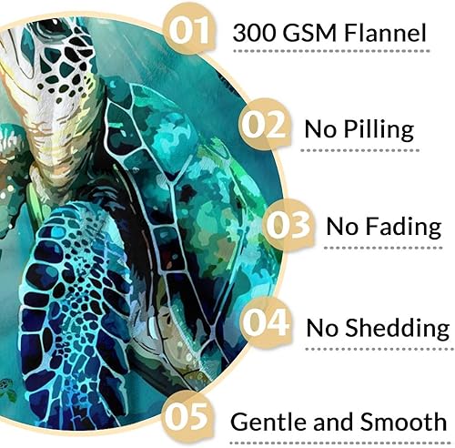 Miniatura 4 de Manta de tortuga para regalo, manta de 50 x 40 pulgadas, cálida, acogedora, suave, manta de regalo de tortuga marina para niñas, decoración en