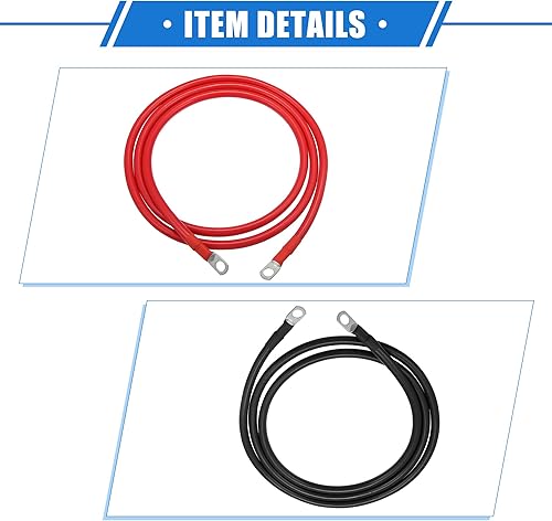 Miniatura 5 de VekAuto 1 par de cables inversores de batería de cobre, calibre 4 AWG, cable de batería universal para automóvil, vehículo, RV, cobre puro,