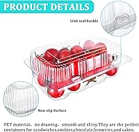 Vista 3 de 50 unidades de plástico de 7 x 5 pulgadas, bandejas para llevar postres de plástico con bisagras, contenedores de alimentos desechables