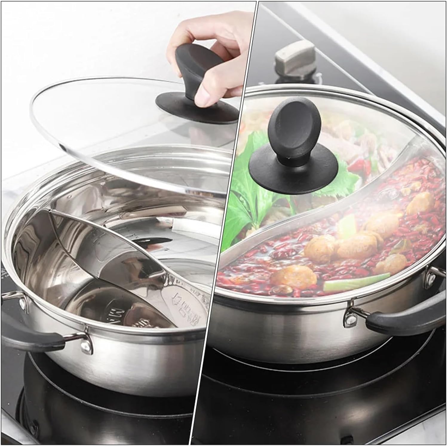 Stainless Steel Mandarin Duck Pot Kitchen Accessory Supply Household Hot Cookware Practical Containers Fondue