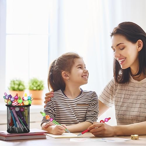 Miniatura 10 de Cholemy Juego de 24 bolígrafos de plástico con cuentas surtidas, cuentas multicolores, cuentas de chicle, cuentas espaciadoras de cristal, bolígrafo