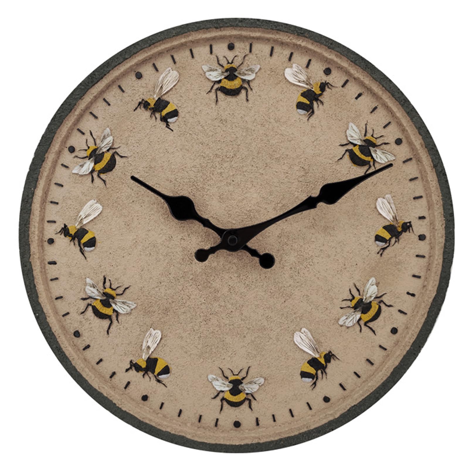 Uanqfegy Outdoor Wall Clock, 12" Round Garden Clock IP44 Waterproof, Decorative Bee Design for Patio, Pool, Kitchen Decor