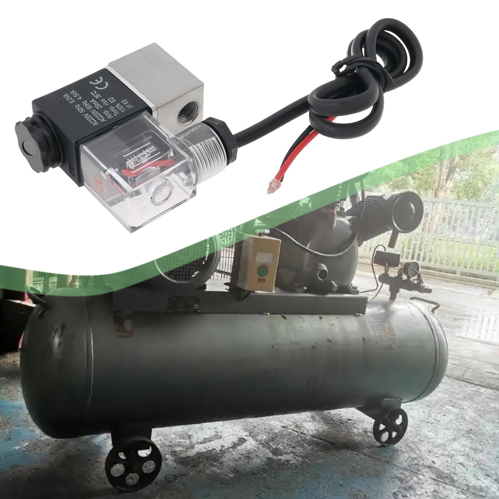 Lot de 2 électrovannes électriques pneumatiques pour compresseur d'air 220 V avec lumière
