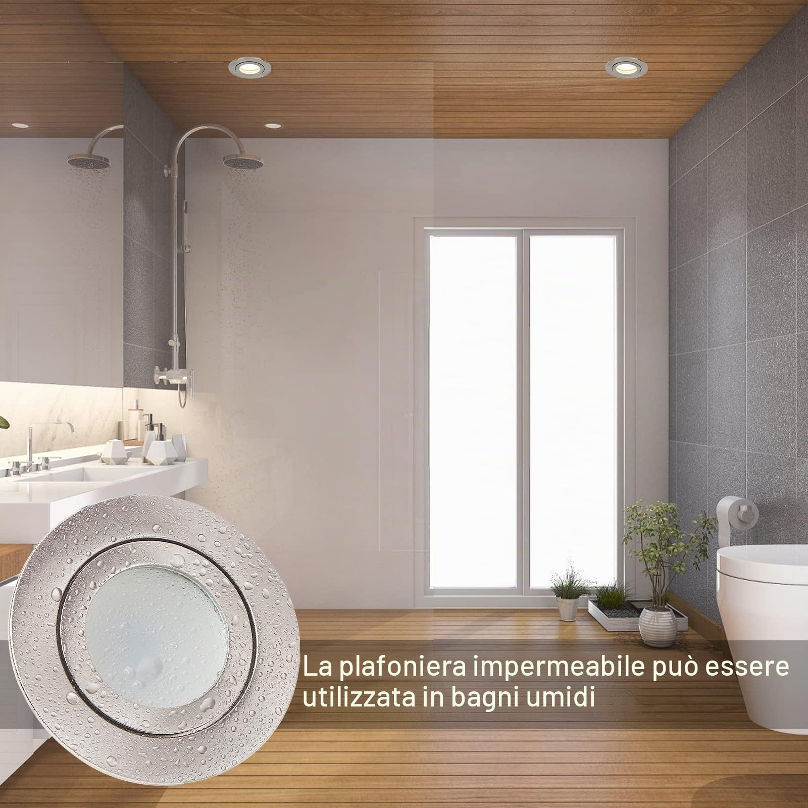 HCFEI Set di 6 faretti a LED da incasso, rotondi, 5 Watt, dimmerabili, luce bianca calda, 3000 K, 230 V, IP44, adatti per bagno, cucina, foro di foratura Ø 60-70 mm, angolo di diffusione di 120°