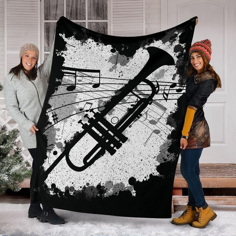 Miniatura 6 de Manta de trompeta, manta de trompeta y manta de trompeta, manta de felpa para sofá, cama, manta de felpa blanca y negra, manta de felpa ligera y