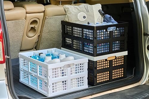 Miniatura 8 de Paquete de 3 cajas de almacenamiento plegables de plástico, 30 L, cajas de plástico plegables para almacenamiento (negro)