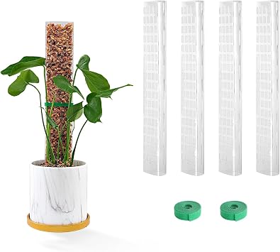 Bluepro 15 Inch 4 Pcs Plastic Moss Pole for Plants Monstera, 415 Plant Poles for Climbing Plants, Plant Support for Indoor Plants Work with Sphagnum Moss