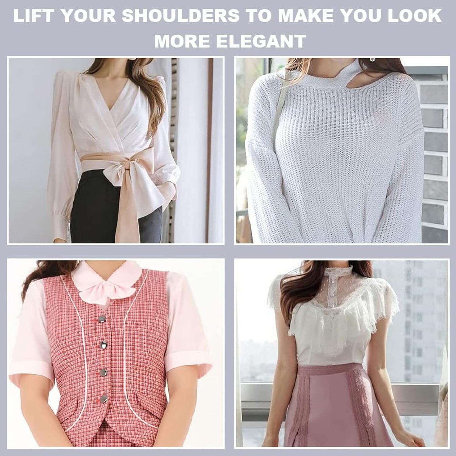 4 Pairs Silicone Shoulder Push-Up Pads, Anti-Slip Adhesive Shoulder Pads Invisible Silicone Shoulder Pad for Womens Clothing Invisible Breathable Shoulder Enhancer - Image 3