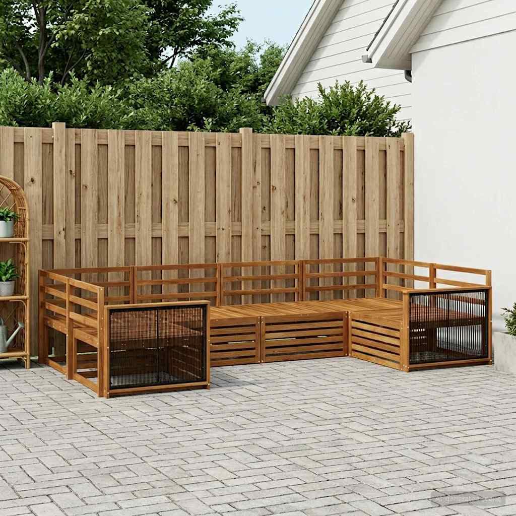 Gartenmöbelgarnitur 6-teilig Natur wetterfestes Akazienholz Sitzgruppe für Terrasse Balkon Wohnzimmer Esszimmer Gartenmöbel Set mit modularen Sofas und Stühlen für gesellige Anlässe und