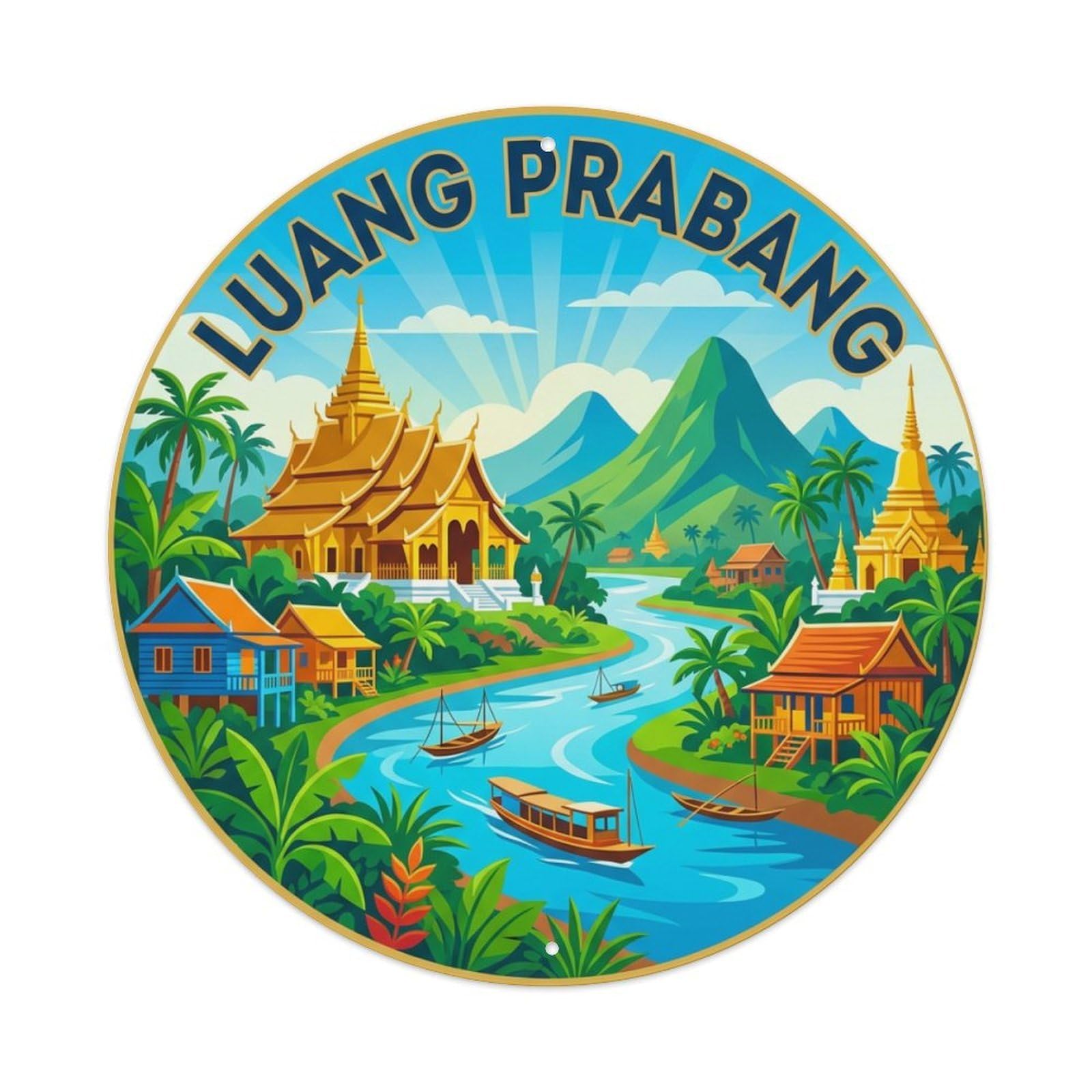 Travel Retro Laos Luang Prabang Metal Tin Sign