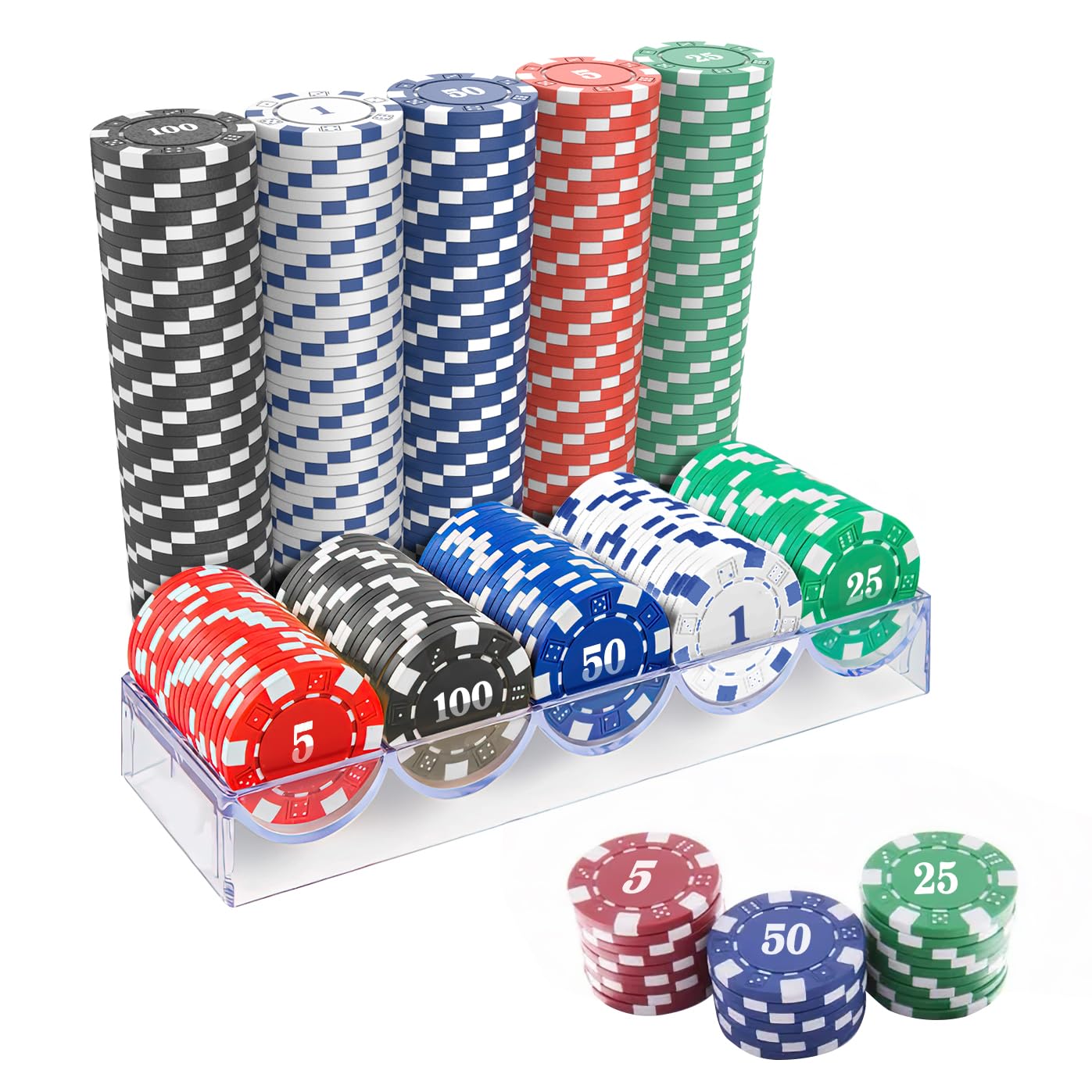Amazon.com: CUNHUY 100Pcs Poker Chip with Denominations, Casino
