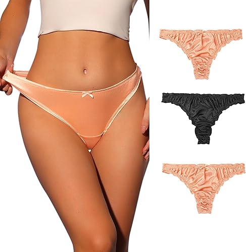 Miniatura 9 de Agnes Orinda Ropa interior de satén suave de tiro medio con volantes para mujer