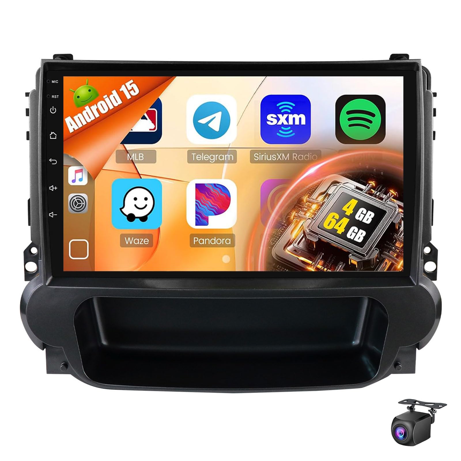 For Che-vrolet Malibu 2012-2015 Android 15 Car Stereo With Wireless Carplay, 9 Inch Touch Screen Car Radio With GPS Navigation Bluetooth FM RDS DSP WiFi Android Auto AHD Backup Camer(Size:8Core 4+64G)