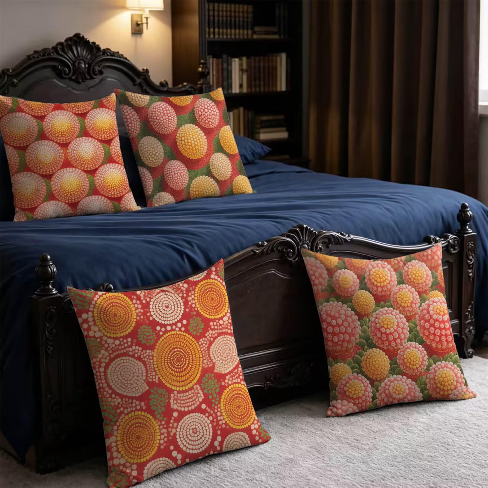 Abstract Outdoor Kissenbezug 60x60cm Wasserdicht Kopfkissenbezug THDZ-0110 | Sofa Bett Dekokissen Bezug Red And Yellow Doppelseitiger Druck Unsichtbarer Reißverschluss for Home Decoration Geschenke