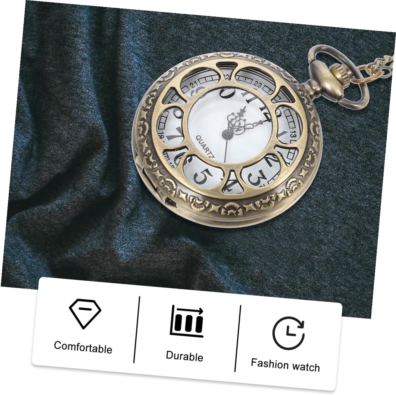 TOYANDONA Retro Roman Dial Pocket Watch with Clamshell Cover, Hollow Carved Flipping Chest Watch for Men, Vintage Bronze Mechanical Timepiece Suitable for Daily Wear and Collectors