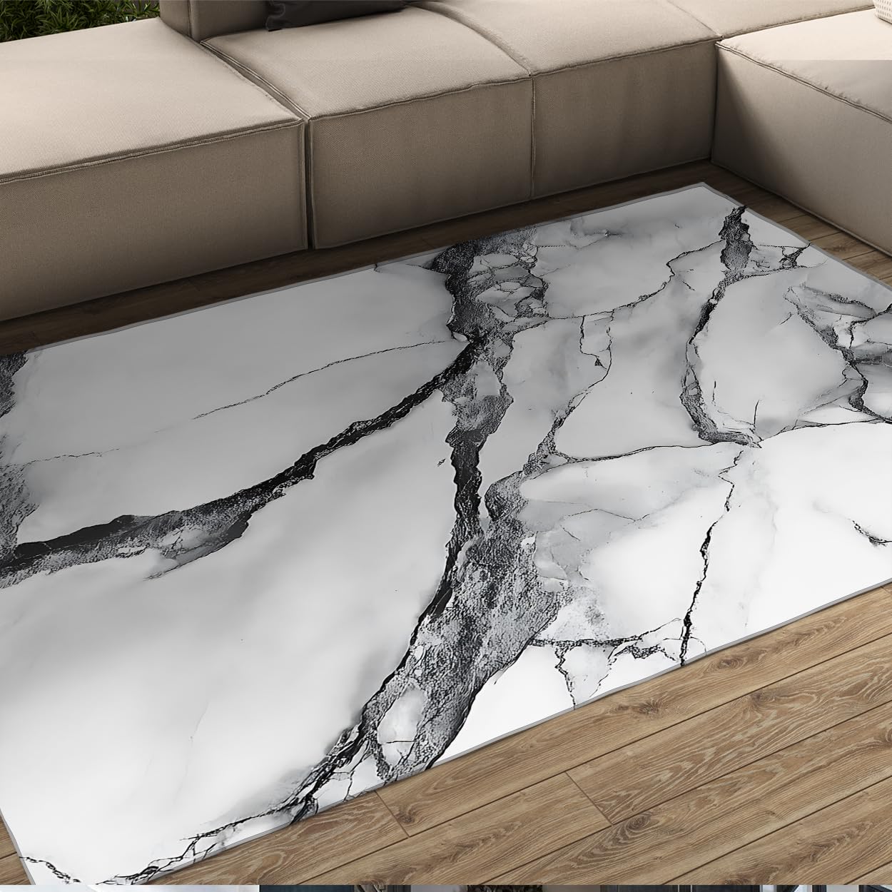 Tapis lavable 120x150 antidérapant style pierre pour séjour