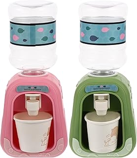 TOYANDONA 2Pcs Lovely Mini Water Dispenser for Kids Cartoon Drinking Water Fountains Miniature Life Play Scene Model Doll House Accessories for Children Girls Boys