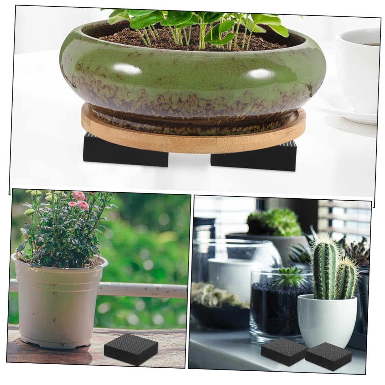 BCOATH Flower Pot Cushion Base Cushion 4pcs Square Mats Plant Pot Pad Breathable Drainage Gasket Accessory