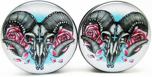 Miniatura 2 de Pierced Republic Ram & Flower - Tapones acrílicos atornillados, 12 tamaños